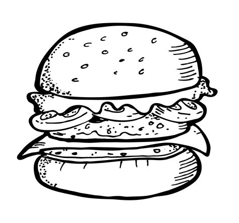 hamburger fast food icons - hamburger clipart stock illustrations. . Burger clip art black and white